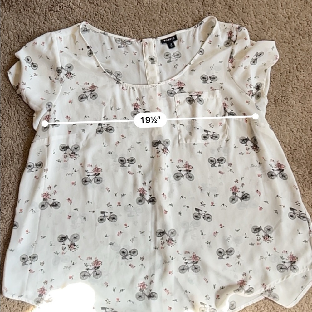White Bicycle Print Blouse - Picture 7 of 7